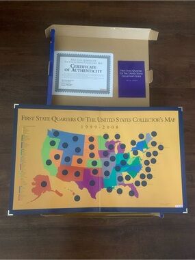 First State Quarters Of The United States Collector’s Map Limited Ed No Coins
